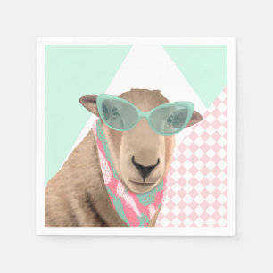 Niedliches Schaf mit Brille Serviette