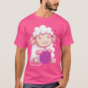 Niedliches Schaf mit garnschönem Crochet-Stricklov T-Shirt