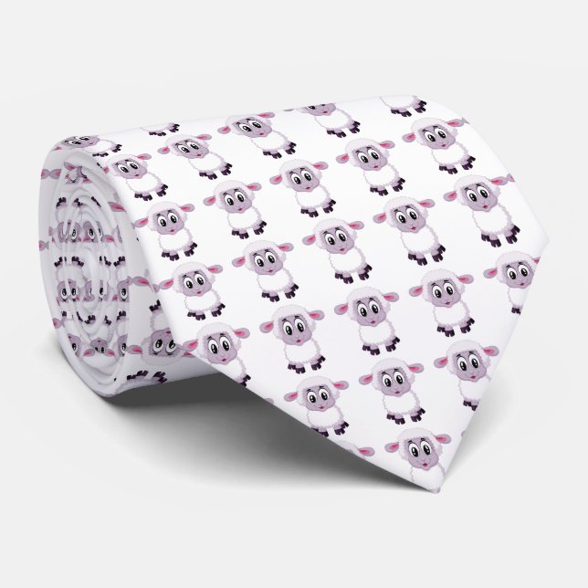 Niedliches Schaf Necktie Krawatte (Gerollt)