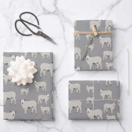 Niedliches Schaf- und Lammentenmuster Geschenkpapier Set