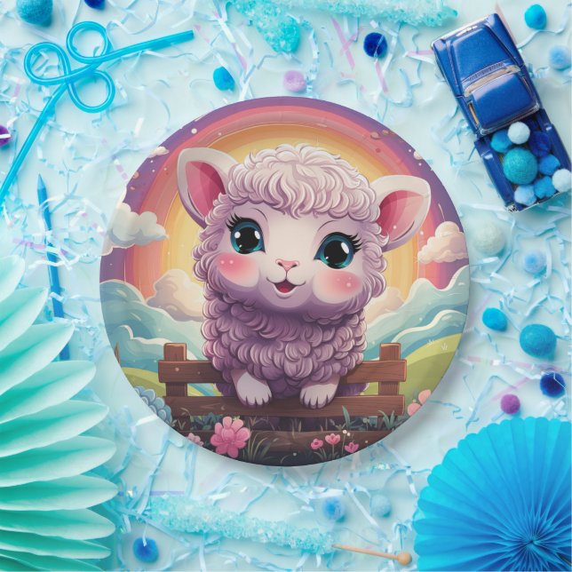 Niedliches Schafpapier Pappteller (Party)