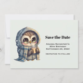 Niedliches Schale im Winter mit Kaffee Save The Date
