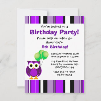 Niedliches Schalen Geburtstag Lila Grüne Party Ein Einladung