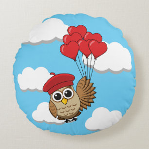 Niedliches Schellen mit Herzblasen Rundes Kissen