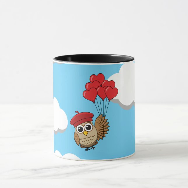Niedliches Schellen mit Herzblasen Tasse (Zentrum)