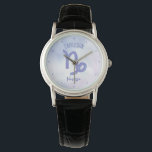 Niedliches Schild für Capricorn Astrologie Armbanduhr<br><div class="desc">Diese hübsche,  personalisierte lila und Lavendel Capricorn Uhr zeigt Ihr astrologisches Zeichen aus dem Zodiac in einem schönen Funkeln wie die Sternbilder. Passen Sie dieses niedliche Astrologie-Symbol Armbanduhr-Geschenk mit Ihrem Namen in einem wunderschönen Kursivskript für jemanden mit einem Ende Dezember oder Anfang Januar Geburtstag.</div>
