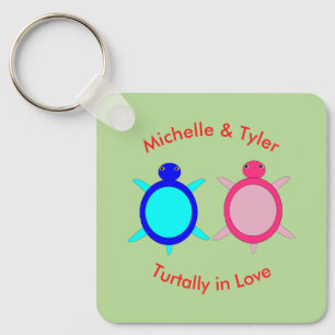 Niedliches Schildkrötenpaar Save the Date Hochzeit Schlüsselanhänger