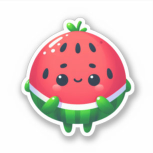 niedliches schimmerndes Kawaii-Wassermelone Aufkleber