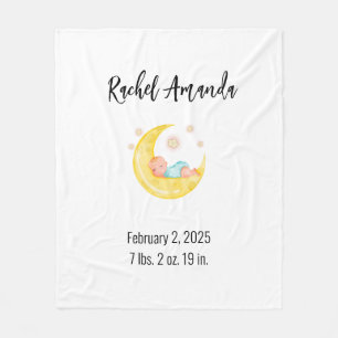 Niedliches Schlafbaby auf dem Mond und den Sternen Fleecedecke