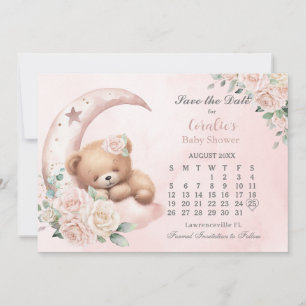 Niedliches Schlafbärenmoon Blush Bloral Baby Dusch Save The Date