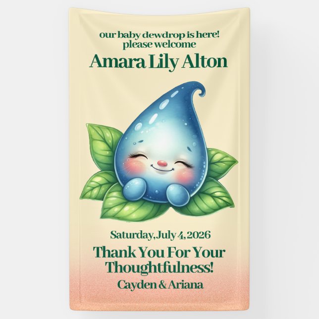 Niedliches Schlafen Baby Dewdrop Baby Dusche Willk Banner (Vertikal)