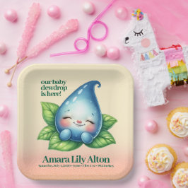 Niedliches Schlafen Baby Dewdrop Baby Dusche Willk Pappteller