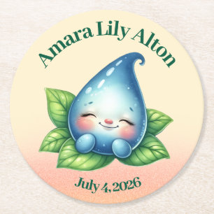 Niedliches Schlafen Baby Dewdrop Baby Dusche Willk Runder Pappuntersetzer