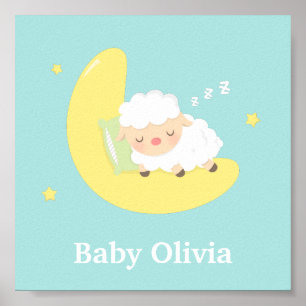 Niedliches Schlafen Baby Lamb Kinder Kinderzimmer  Poster