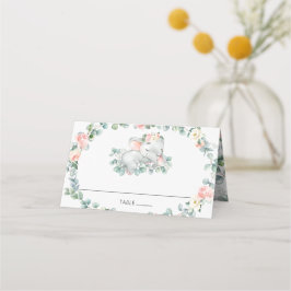 Niedliches Schlafen Elephant Pink Floral Baby Dusc Platzkarte