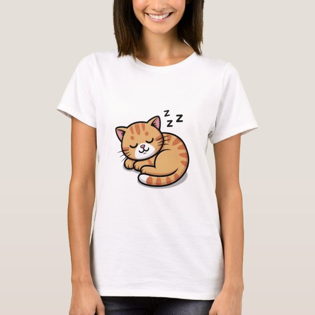 Niedliches Schlafen Orange Tabby Katze Frauen T -  T-Shirt (Vorderseite)