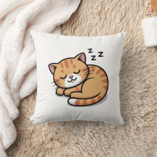 Niedliches Schlafen Orange Tabby Katzenpilz Kissen