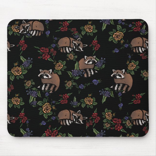 Niedliches Schlafen Raccoon Muster Mousepad (Vorne)