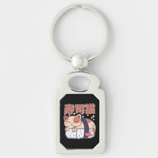 Niedliches Schlafen Sushi Katze Kitten Asian Food  Schlüsselanhänger (Vorderseite)