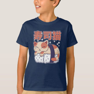 Niedliches Schlafen Sushi Katze Kitten Asian Food  T-Shirt