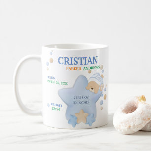 Niedliches Schlafen Teddy Bear Baby Boy Birth Stat Kaffeetasse