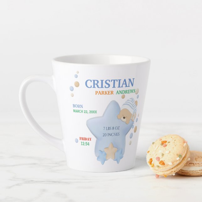 Niedliches Schlafen Teddy Bear Baby Boy Geburtsstu Milchtasse (Beispiel)