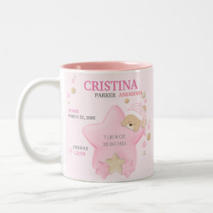 Niedliches Schlafen Teddy Bear Baby Girl Birth Sta Zweifarbige Tasse