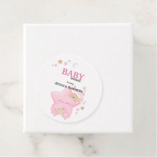 Niedliches Schlafen Teddy Bear Baby Girl Dusche Ta Geschenkanhänger