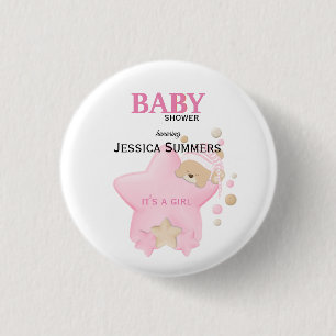 Niedliches Schlafen Teddy Bear Babydusche Button