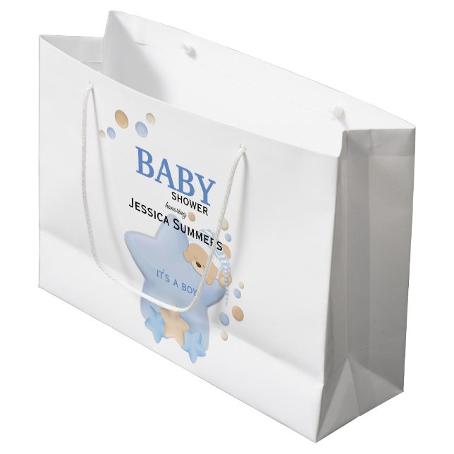 Niedliches Schlafen Teddy Bear Babydusche Grosses  Große Geschenktüte (Vorderseite Schrägansicht)