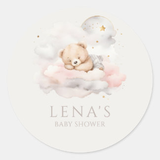 Niedliches Schlafen Teddy Bear Babydusche Runder Aufkleber