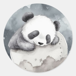 Niedliches Schlafen Watercolor Baby Panda Runder Aufkleber