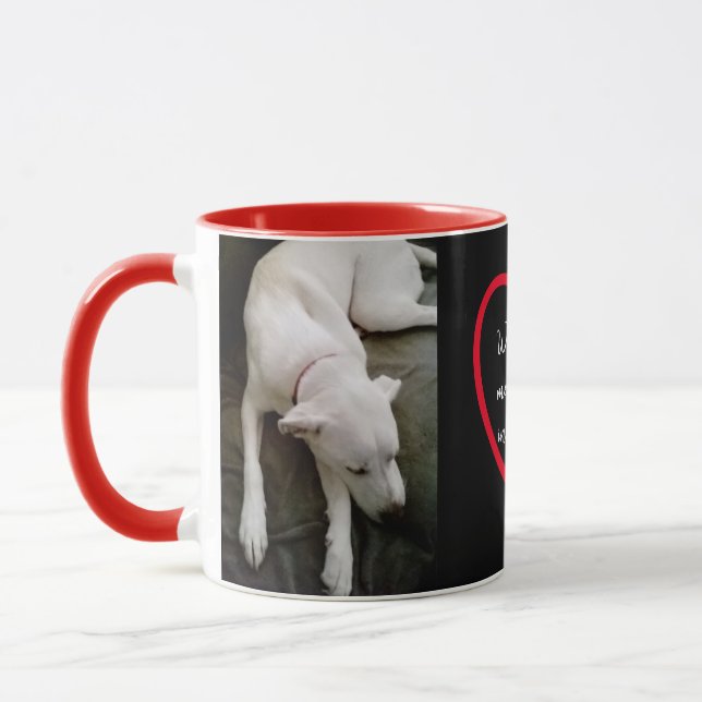 Niedliches Schlafen White Dog Liebe Nachricht in H Tasse (Links)
