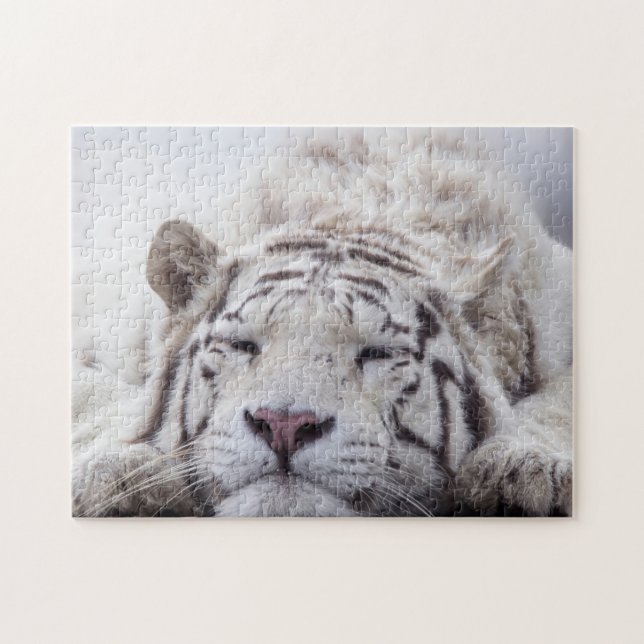 Niedliches Schlafen White Tiger Puzzle (Horizontal)
