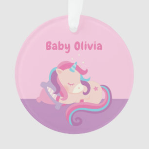 Niedliches schlafendes Unicorn-Baby-Mädchen Ornament