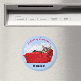 Niedliches Schlafkätzchen in rotem Korb, benutzerd Magnet