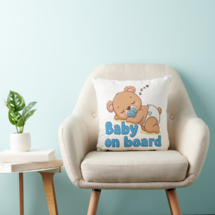 Niedliches Schlafteddy Bear Baby an Bord Cartoon Kissen