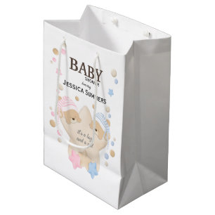 Niedliches Schlafteddy Bear Twins Babydusche Mediu Mittlere Geschenktüte