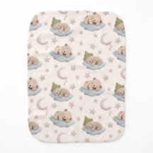 Niedliches Schlafteddybärmuster mit Sternen & Mond