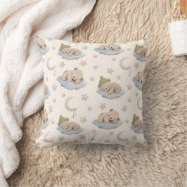 Niedliches Schlafteddybärmuster mit Sternen & Mond Kissen