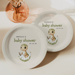 Niedliches Schlagen Dinosaur Babydusche Pappteller