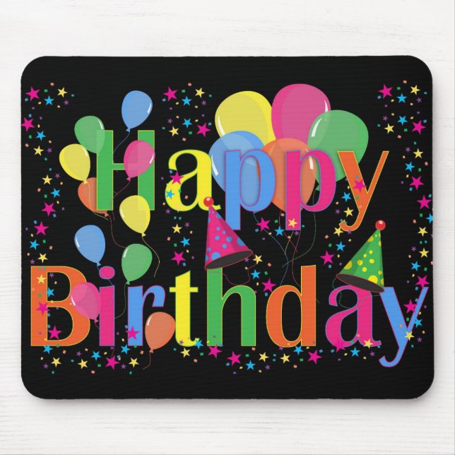 Niedliches schlichtes bunt fröhliches Geburtstag Mousepad (Vorne)