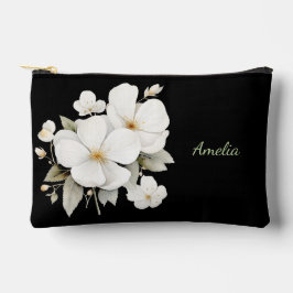 Niedliches, schlichtes Schwarz mit Blume Zubehörtasche