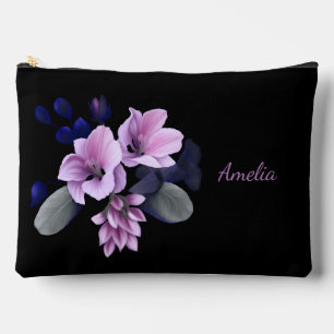 Niedliches, schlichtes Schwarz mit Blume Zubehörtasche