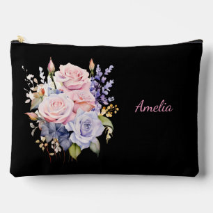 Niedliches, schlichtes Schwarz mit Blume Zubehörtasche