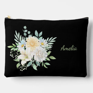 Niedliches, schlichtes Schwarz mit Blume Zubehörtasche