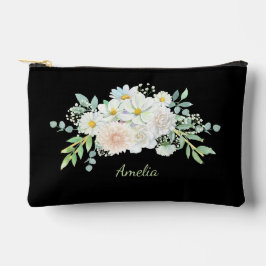 Niedliches, schlichtes Schwarz mit Blume Zubehörtasche