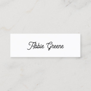 Niedliches Schlichtes White Script Social Media-Ne Mini Visitenkarte