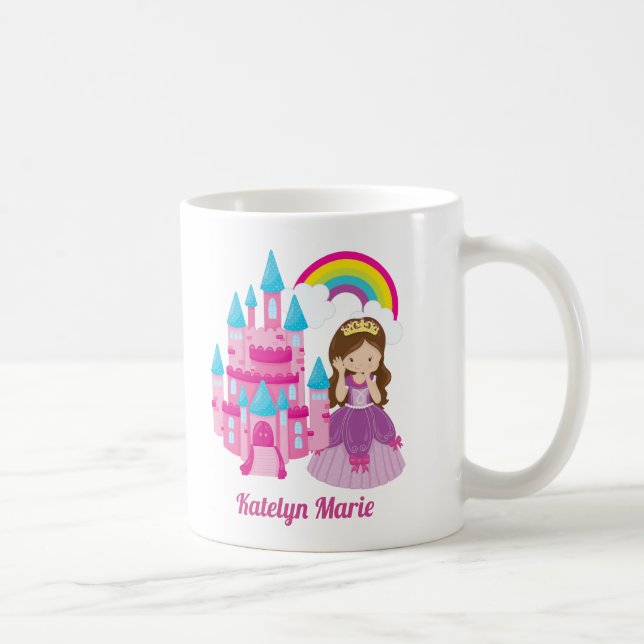 Niedliches Schloss Burg Kinder Rosa Personalisiert Kaffeetasse (Rechts)