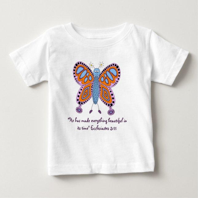 Niedliches Schmetterlingsdesign Ecclesiastes Bibel Baby T-shirt (Vorderseite)